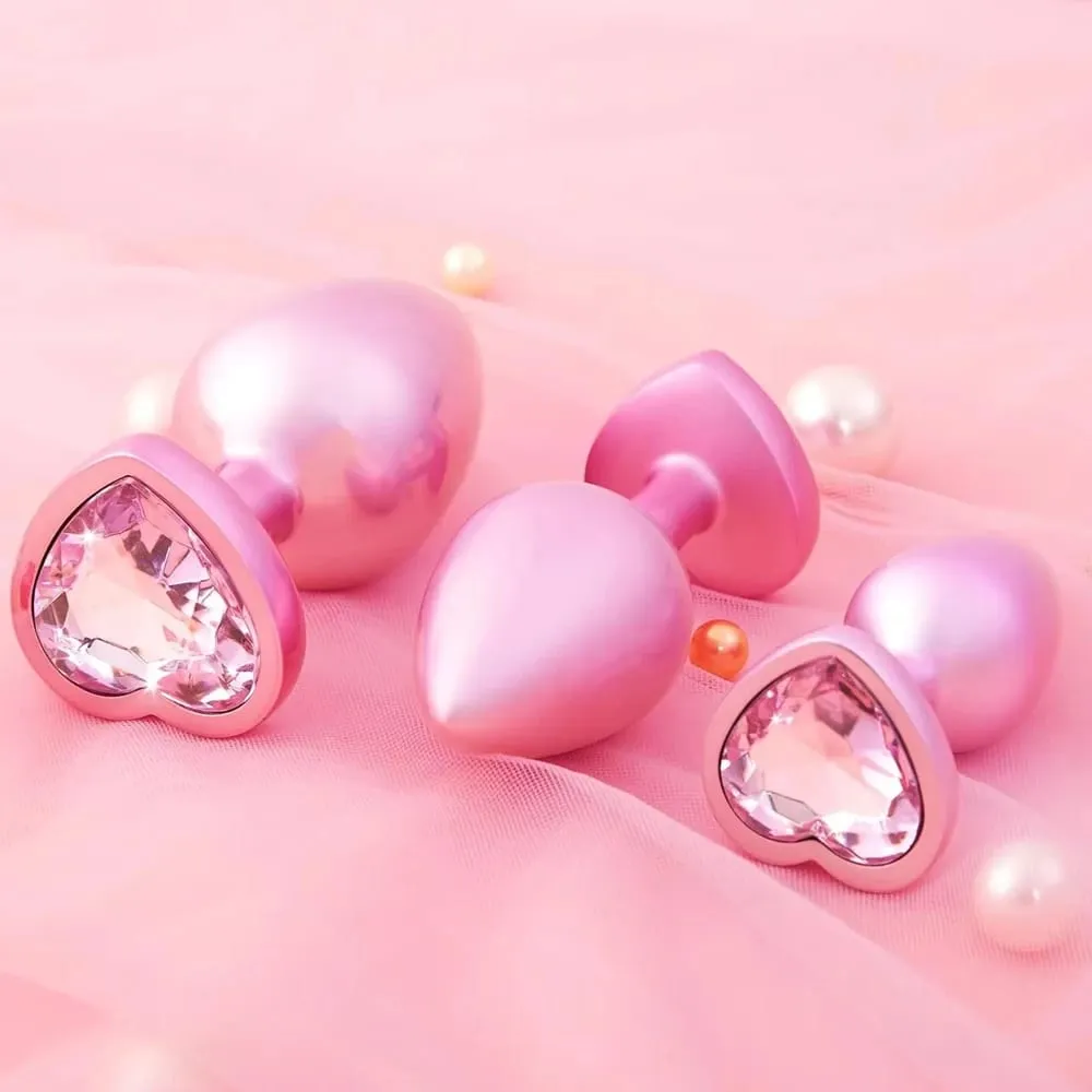 3 Sizes Crystal Diamond Heart Base Metal Anal Plug Beginner Butt Plug Masturbation Stimulator Sex Massager Adult Sex Toys — image 5