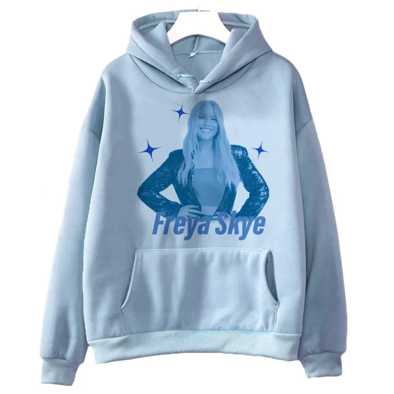 Freya Skye 2000s fashion hooded sweatshirt - Women's loose fit - Men's version. Cutecore. Suitable for both men and women.