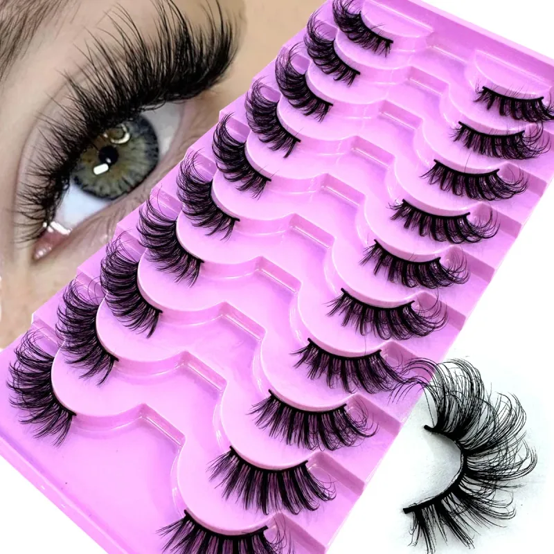 Half Lashes 10 Pairs Half Lashes Soft Natural Cat Eye Lashes Makeup Tool Fake Eyelashes Extension Fluffy Faux Cils — image 12