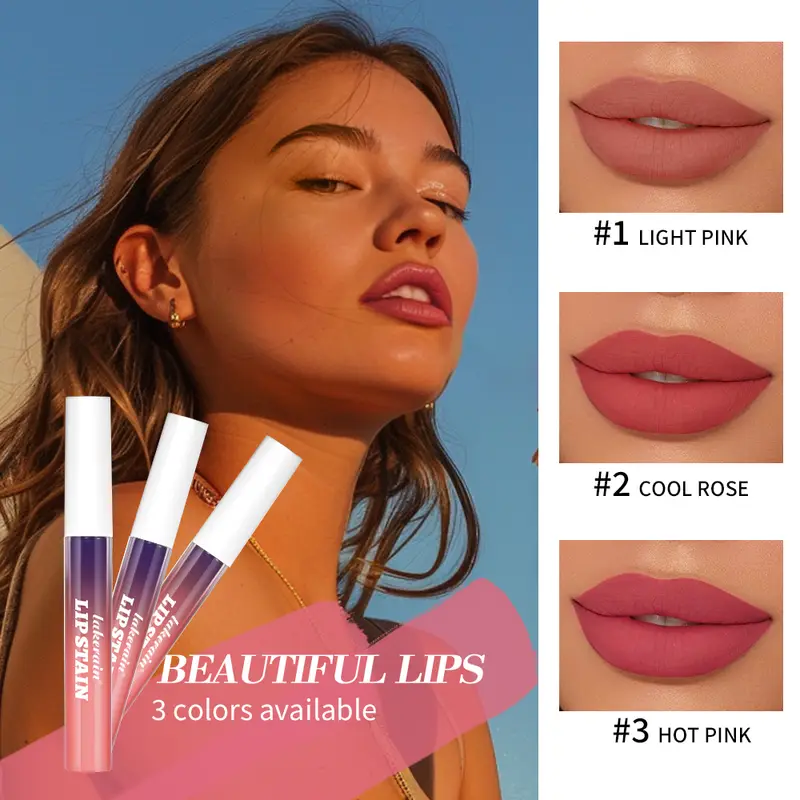 Lakerain conjunto de brilho labial casca e bastão rosa brilho labial resistente à transferência de longa duração à prova d'água brilho labial natural para mulheres — image 2