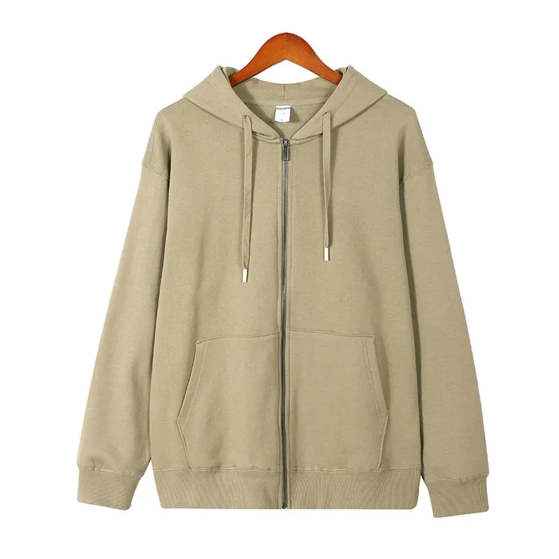 2026 autumn and winter new men's hooded zipper sweater solid color — image 7
