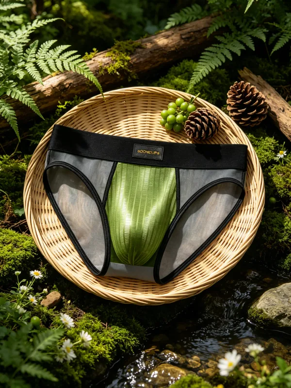 กางเกงบุรุษ Patchwork SHEER ตาข่ายแนวตั้ง Stripe GLOSS POUCH ต่ำเอวกว้างเอวยางยืด Breathable ชายชุดชั้นใน DP923 — image 17