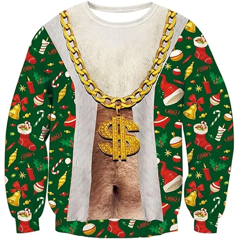 Kerst Lelijke Trui Grappige 3D Afdrukken Spierpatroon Sweatshirts Voor Mannen Nieuwe Mode Trui Party Cosplay Kostuum Kerstcadeau — image 4