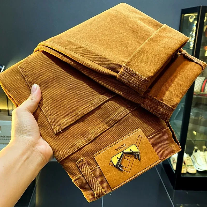 Men jeans 2024 new autumn fashion high-end affordable luxury stretch fitted all-match casual trendy denim long pants — image 3