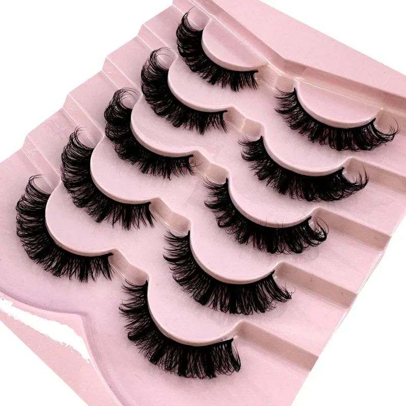 New Cat Eye Lashes 5/7/10 pairs 3D Faux Mink Eyelashes Winged Fluffy Fake Lashes Soft Natural long Full Strip Lash Make — image 32