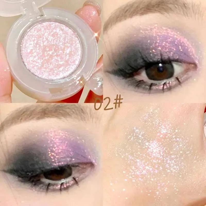 1 Pcs Monochrome High Gloss Waterproof Eye Shadow Peachy Pink Long Lasting Silky Easy To Color Diamond Shiny Eye Shadow Cosmetic
