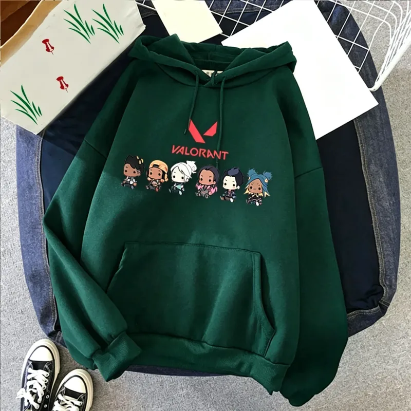 Valorant Anime 2D Print Men's Cotton Hoodie Casual Oversized Pullover Popular Streetwear Fashion Sweatshirt Trend Men Clothing