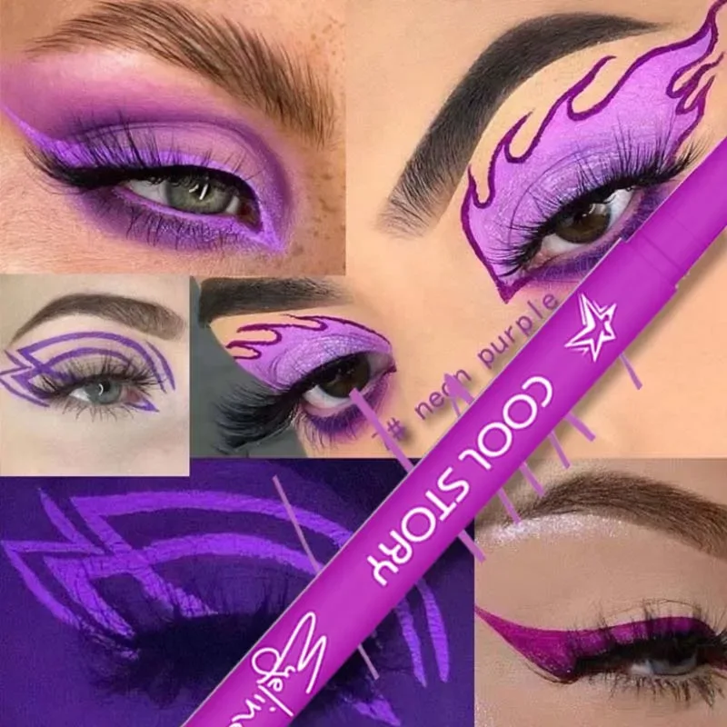 Stylo Gel Eyeliner Fluorescent UV 12 couleurs, imperméable, séchage rapide, Eyeliner coloré néon, blanc, bleu, violet, maquillage pour les yeux, fête musicale — image 2