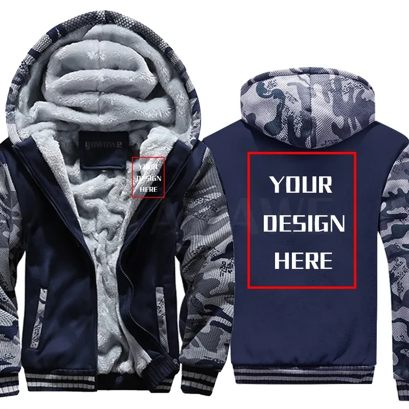 Customized winter Brand Hoodies For man Your Image Logo Heavyweight Zip-up your photo Travel Zipper Design Your Warm Jacket — image 17