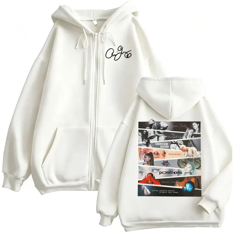Ariana Grande Album 2026 Cover Zip Up Hoodies Men Women Fashion Aesthetic Sweatshirt Jacket Coats Casual Fleece Zipper Pullovers