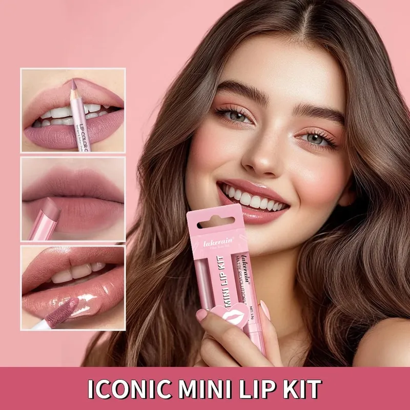 5 สี Lip Liner + ชุดลิปสติกและ Lip Stain Easy Coloring Matte Lip Kit ลิปสติก Long Lasting Red ลิปสติก Lip แต่งหน้าชุด — image 6