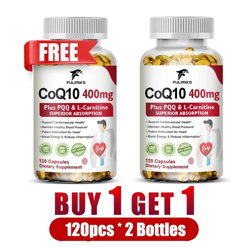 Buy 2 Get 2 Free! CoQ10 Ubiquinol 400mg Capsules Superior Absorption for Heart Health Cellular Energy & Antioxidant Defense