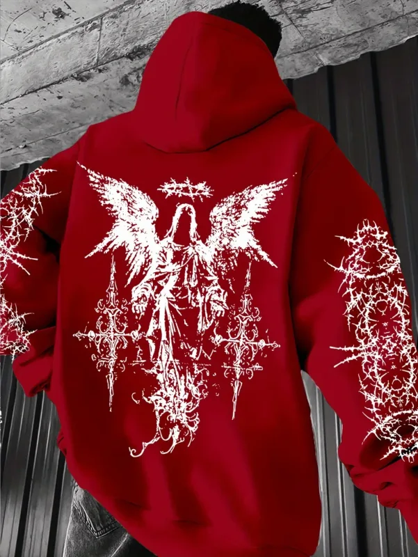 Gotische stijl engelenprint hoodies heren dames buiten straat casual sport trend hiphop paar herfst winter sweatshirt met lange mouwen — image 10