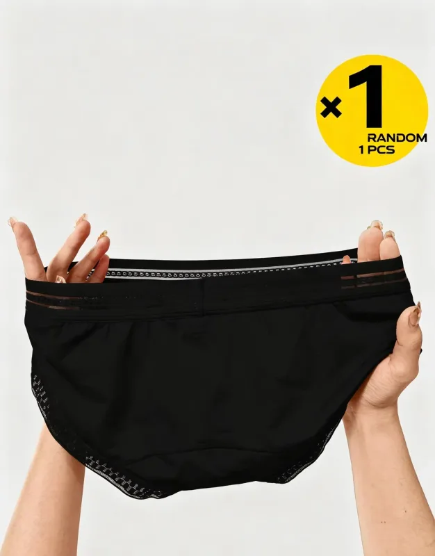 Men Briefs Underwear,High Elastic Breathable Mesh Lace Waistband Solid Color Male Underpants Comfort Slim Fit Men Random 1Pcs — image 3