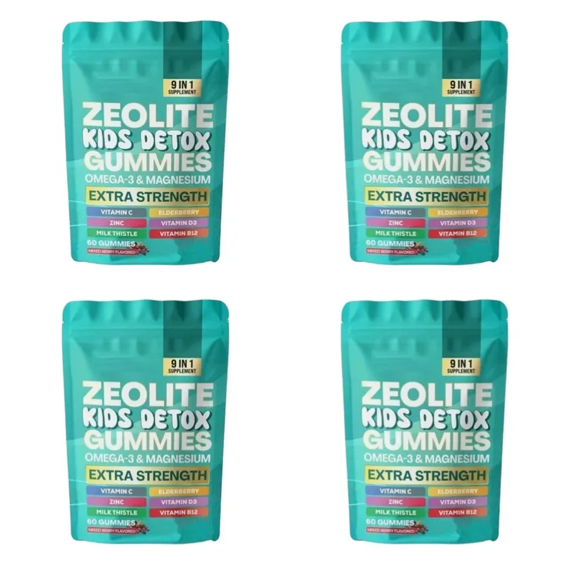 Zeolit ​​Gummies 60 Count obsahuje multivitamin Omega-3 hořčík a bezinky podporují detoxikaci a zdraví imunitního systému