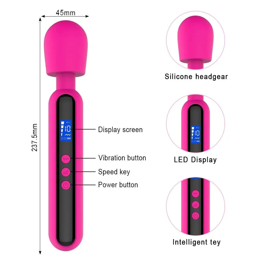 強力魔棒 AV 震動器女式 G 點陰蒂刺激器搭配 LED 顯示肌肉按摩器自慰器成人性玩具 — image 3