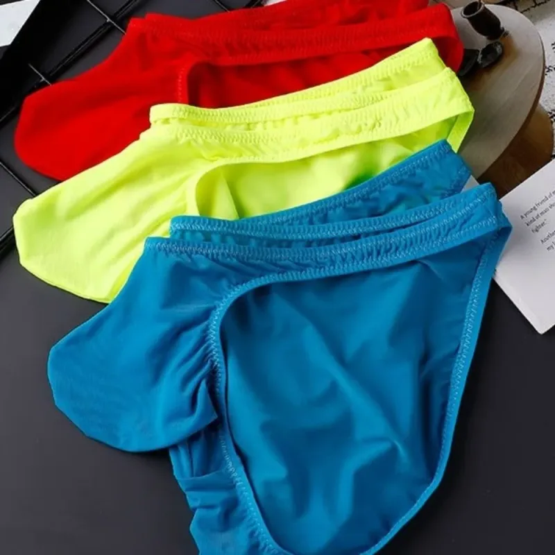 Quick-Dry Ultra-Thin Ice Silk Briefs Low Waist Seamless Men Underwear U-Pouch Lingerie Mesh Panties Travel — image 4
