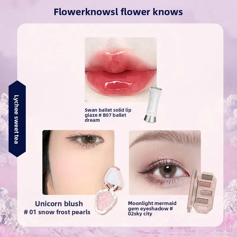 花知道禮盒彩妝套裝小天使全套盒唇釉腮紅貝殼飾品花知道生日禮物套裝