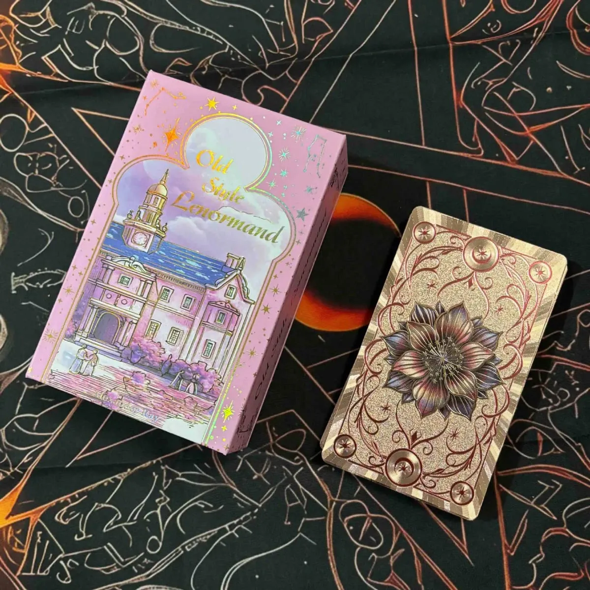 12*7cm Old Style Lenormand Oracle Cards PVC Gold Foil Fortune Telling Deck for Beginners & Professional Old Style Design