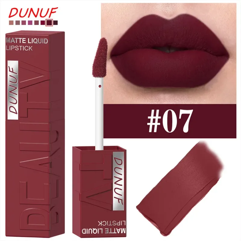 Batom labial fosco, 8 cores, suave, fácil de aplicar, tubo quadrado de brilho, veludo, à prova d'água, tridimensional, sexy, maquiagem de batom — image 13