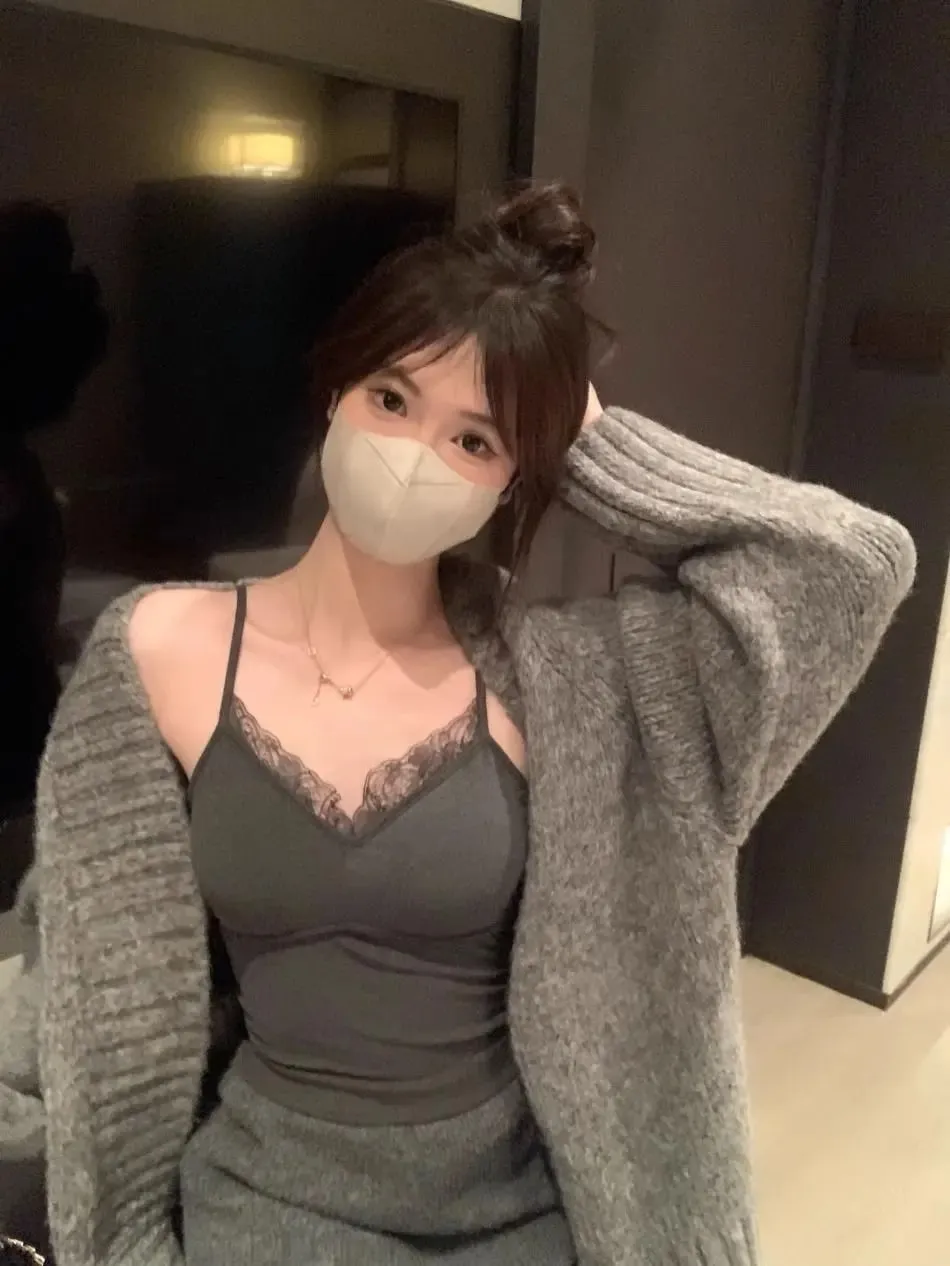 蕾絲背心女可愛吊帶背心性感白色短版吊帶背心女韓版無袖黑色背心夏季2025風騷2000年衣服 — image 8