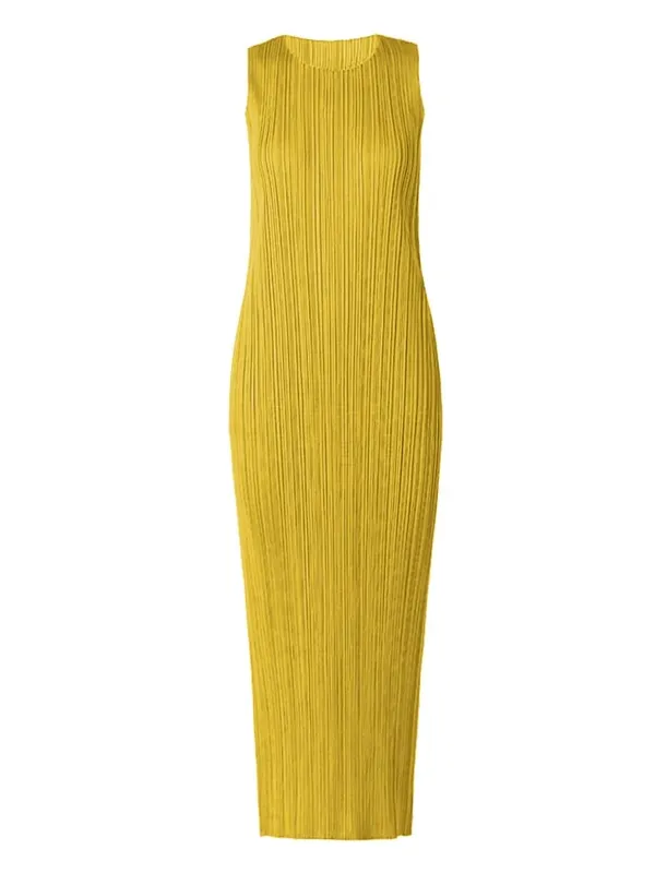 Miyake Plissee Frauen Kleid Sommer Ärmellose Lange Klassische Koreanische Mode Lässig Elegante Weibliche Lce Wasser Blau Strand Kleid TP5045 — image 26