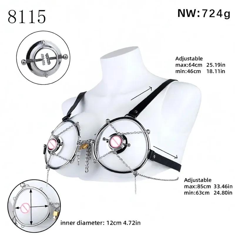 Wearable Metal Erotic Bra Sex Chest Hood Heavy-duty Breast Binder Chest Cover Nipple Massager Nipples Teating For Women Men