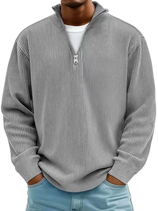 Men's Autumn Winter Stand-Collar Zip-Up Sweatshirt Loose Long Sleeve Casual Daily Outdoor Fashion Trendy Men's Outerwear