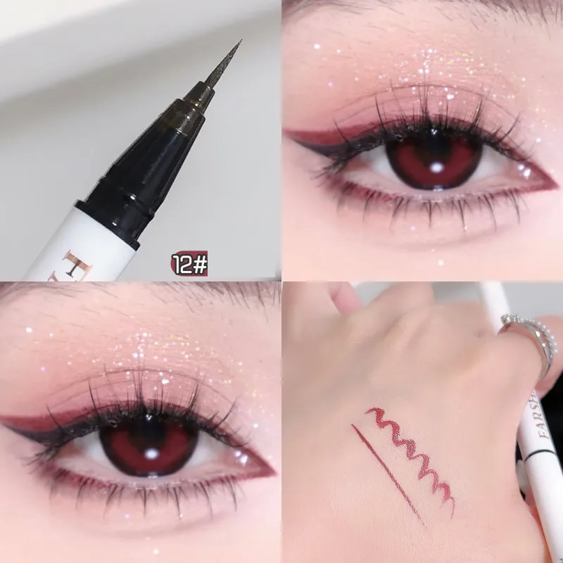 12 สีปากกาอายไลเนอร์กันน้ำ Ultra-Fine Tip Liquid Eyeliner Long-Lasting Eye Liner Quick-แห้งแต่งหน้าสีสันสำหรับคอสเพลย์ — image 8