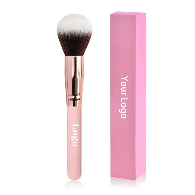 ฟรีฉลากส่วนตัวแปรงแต่งหน้า Foundation Loose Powder คอนซีลเลอร์แปรงผสมสีชมพูเครื่องมือแต่งหน้าความงามขายส่งจำนวนมาก 10 ชิ้น