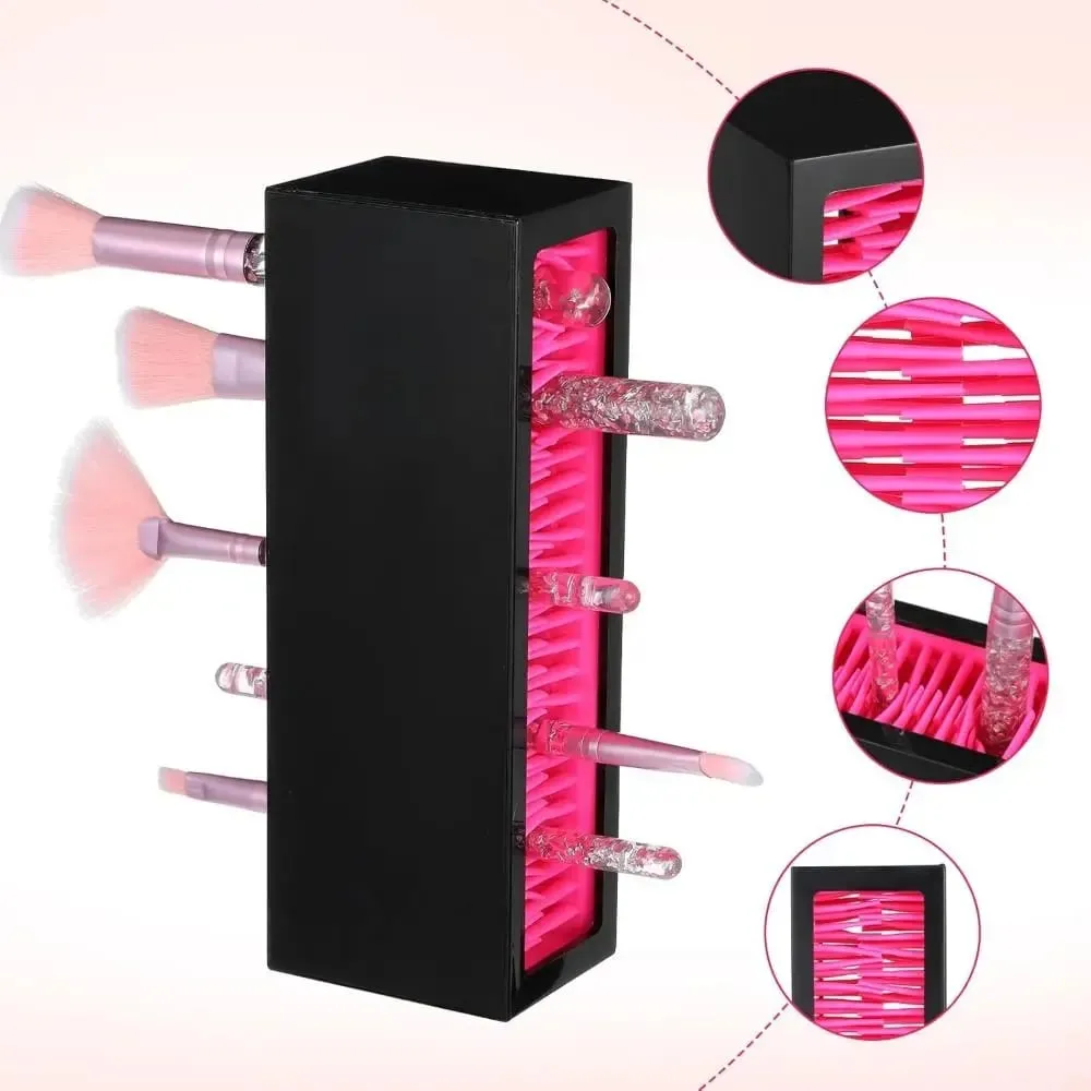 Suporte criativo para pincéis de maquiagem, compacto, antiderrapante, estojo de armazenamento, grande capacidade, portátil, rack de secagem de escova cosmética — image 2