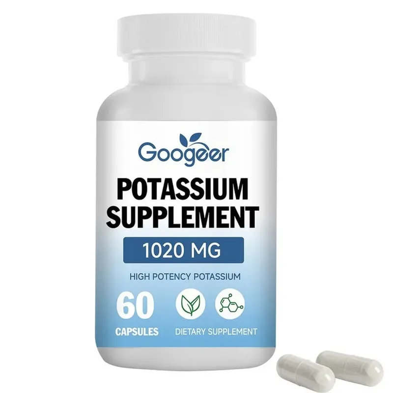 Googeer Potassium Supplement Capsules for Daily Mineral Gap Support 1020 Mg Equivalent Steady Potassium Level 60 Capsules