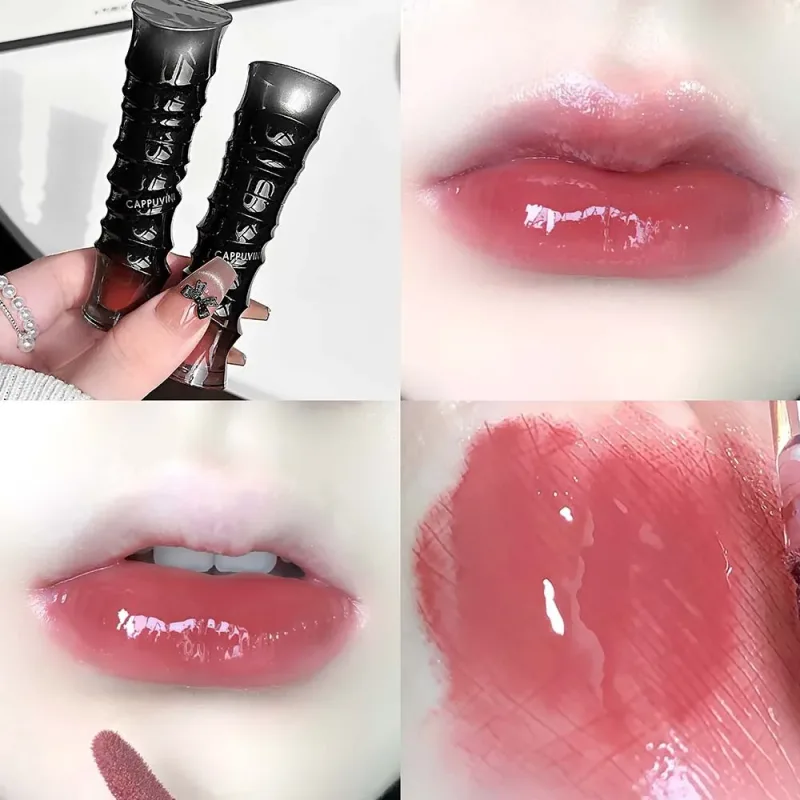 Crystal Punk Red-Brown Glossy Lip Stain Mirror Lip Glaze Sheer Nude Glitter Lip Tint Watery Shine Plumping Makeup Cosmetics — image 11