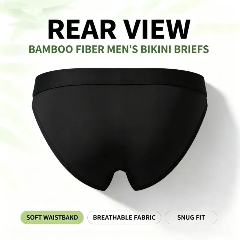 Soft Bamboo Fiber Men High‑Cut Bikini Briefs Integrated Pouch Moisture Wicking Athletic Underwear for Gym Training 1 3Pcs Set — image 10