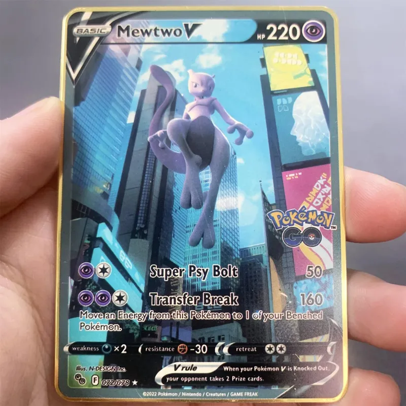 Kartu Pokemon Logam Inggris DIY Arceus Mewtwo Charizard Pikachu Besi Mengkilap Pokémon GX Vmax EX Hadiah Mainan Kartu Koleksi Anak-anak Permainan — image 26
