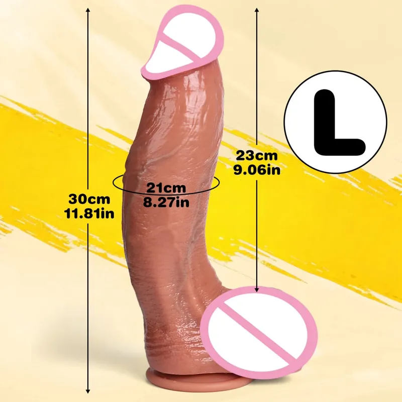 Mainan Seks Dewasa Penis Tebal Silikon Realistis Dildo Bend untuk Wanita Dildo Masturbasi Vagina Anal dengan Pemijat Kontol Cangkir Isap — image 8