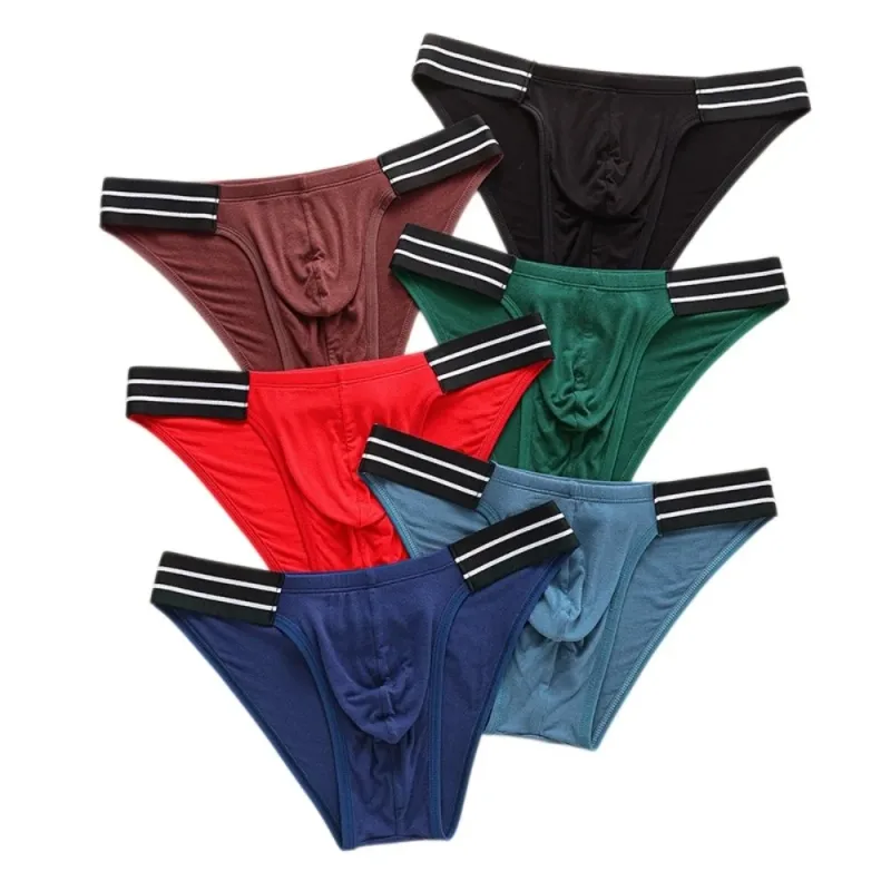 Underpants Lingerie Men's Triangle Panties Stripe Breathable Men Thin Briefs Mid Waist Large Size Underwear for Men Gifts