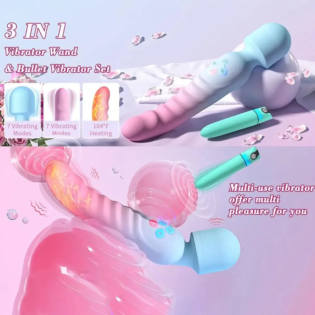 3‑in‑1 Silicone Vibrator Magic Wand Massager Multi Vibration Modes Clitoris G‑Spot Stimulator Female Vagina Massager Sex Toys — image 2