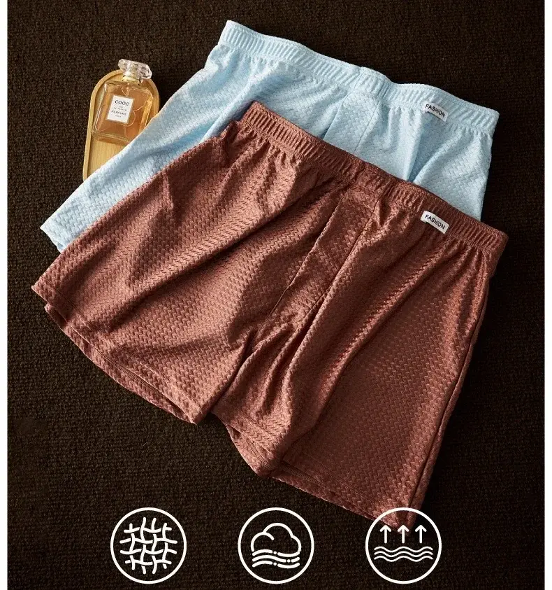 Lot de 2 boxers en soie glacée pour hommes, taille moyenne, coupe ample, Cool, tendance, sous-vêtements brillants, vêtements de nuit, culottes masculines — image 7
