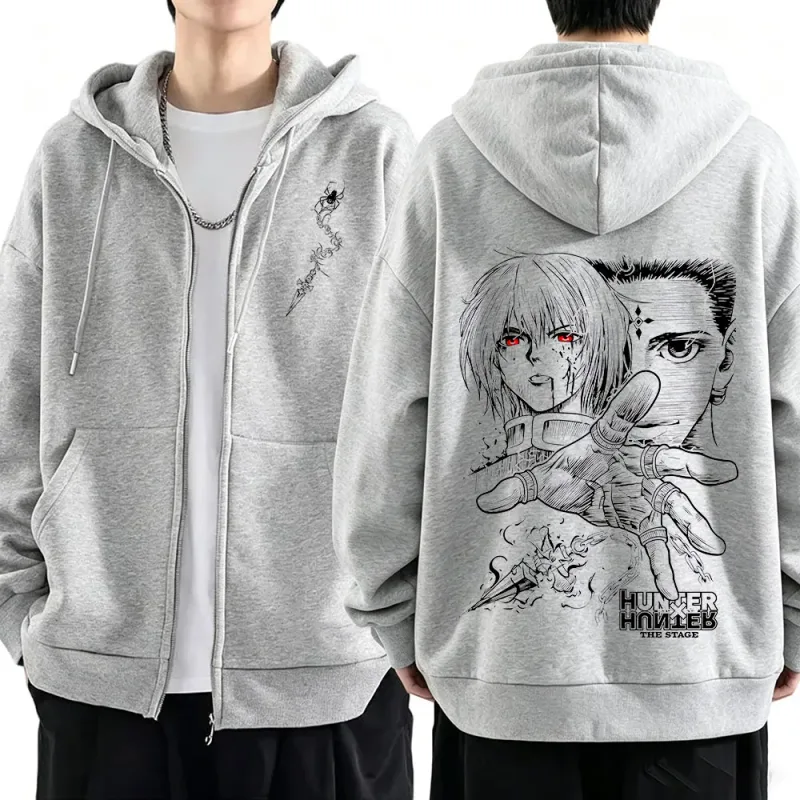 Anime Hunter X Hunter Kurapika Chrollo Lucilfer Zipper Hoodies Men Women Clothing Oversized Fleece Zip Up Hooded Sweatshirt Coat — image 8