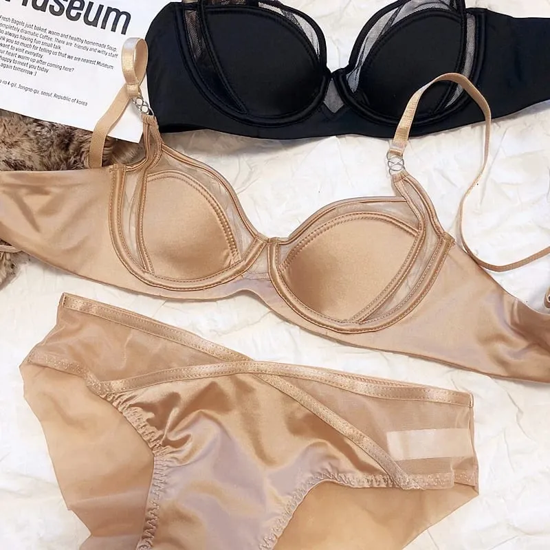 1 Set/Frauen Unterwäsche Set Sexy Spitze Push-Up Bh Französisch Dünne Tasse Komfort Büstenhalter Sommer Mesh Atmungsaktive Bralette dessous Set
