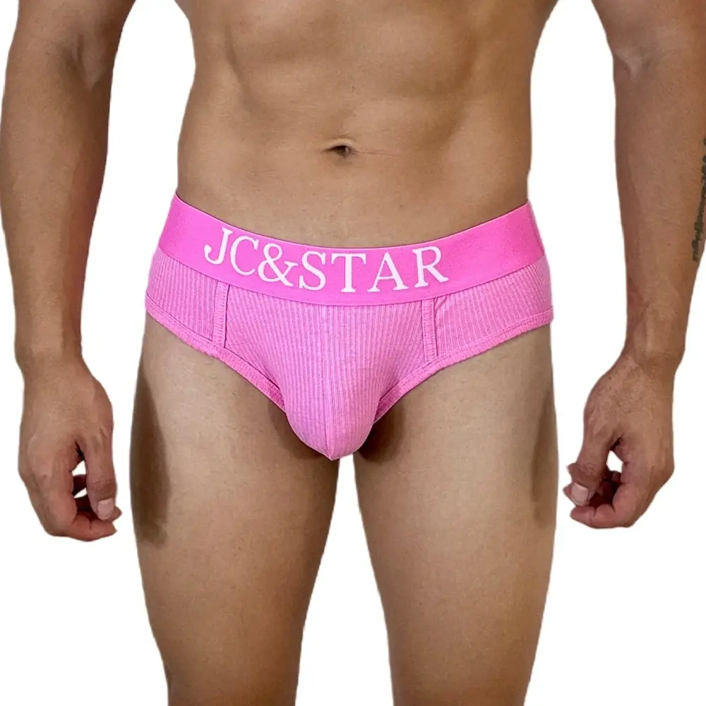 Slip intimo da uomo sexy dal design atletico dal taglio alto Mutande da uomo in cotone a costine Comfort sportivo Slip bikini da uomo Slip tanga — image 3
