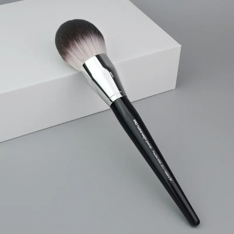 1 db Pro Round Powder sminkecset Beállítás Smink ecset Púder Kontúr szintetikus Haj Angled Foundation fa nyél — image 3