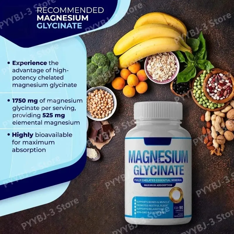 Supplément de magnésium 1000 mg complexe 7 en 1 avec glycinate citrate malate taurate soutient la relaxation musculaire soutien au sommeil 90 Ct — image 3