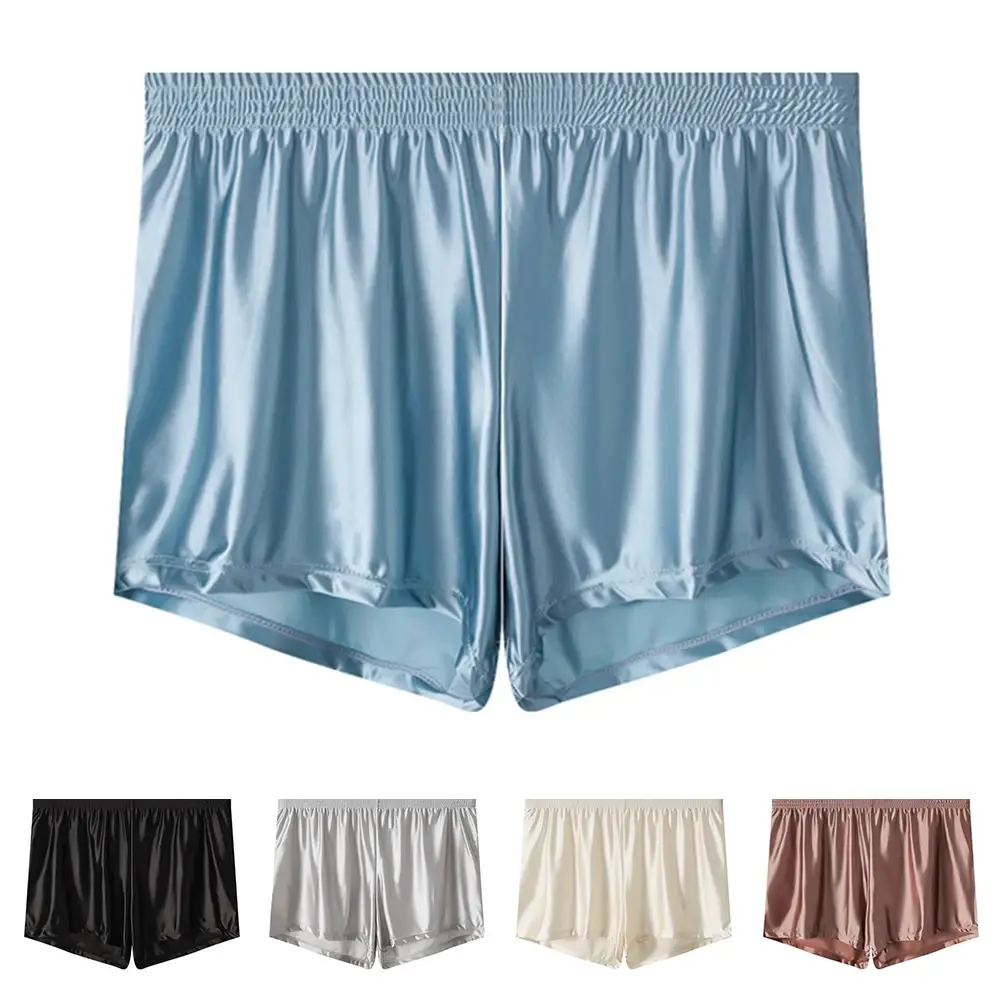 1pc Men Ice Silk Smooth Solid Boxer Shorts Panties L-3XL Large Size Loose Sleepwear Underwear Trunks Seamless Comfy Sleepwear — image 11
