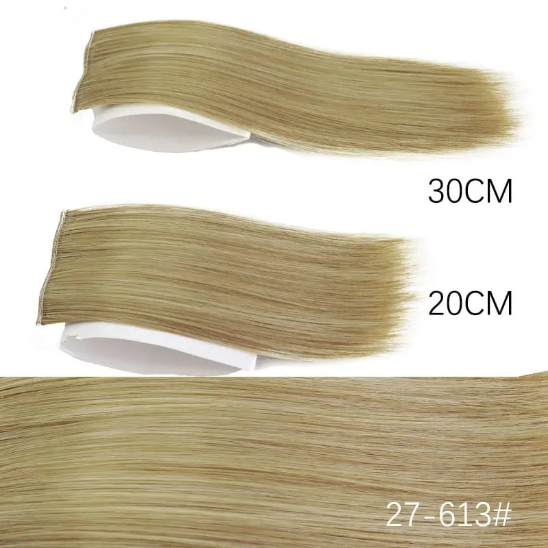 Extension de cheveux synthétiques lisses invisibles à Clip, 20/30cm, une pièce, couverture supérieure et latérale, postiche moelleuse pour femmes — image 15