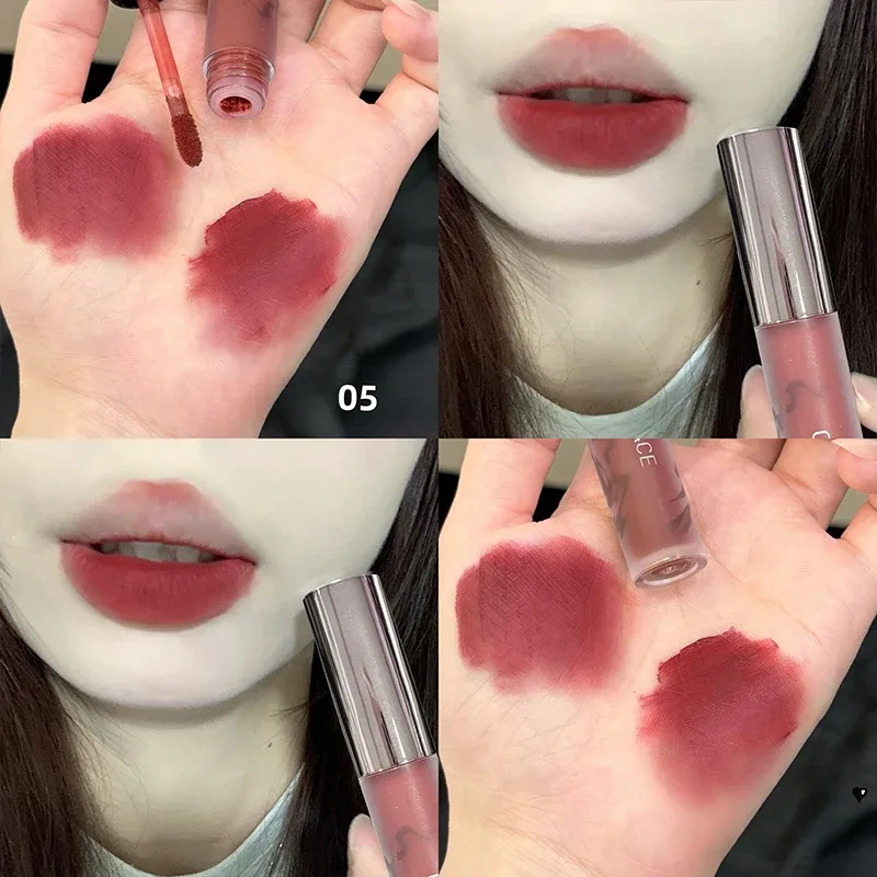 Punk Dark Brown Lip Mud Nude Matte สีส้มสีน้ำตาลลิปกลอส Raspberry Red Liquid ลิปสติก Waterproof Non Stick Cup Lip Tint แต่งหน้า