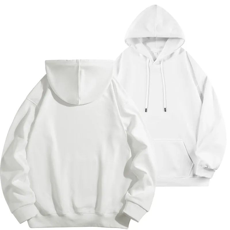 Logo Tersuai DIY Sweatshirt Bertudung Hitam Kapas Tulen Pullover Lengan Panjang Atasan Kasual untuk Lelaki Dan Wanita Fesyen Musim Sejuk Musim Gugur — image 8