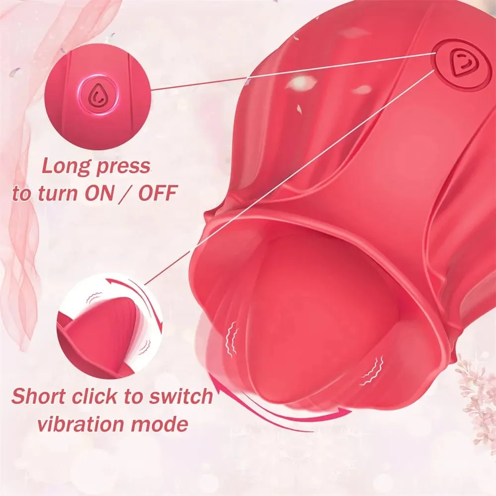 Rose Tongue Licking Vibrator for Women Oral G Spot Clit Stimulator Female Powerful Vagin Massager Masturbation Sex Toy for Adult