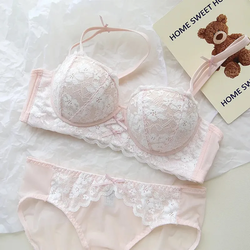 French Lace Women Bra Set Wire Free Push Up Lingerie Set Small Bust Lift Enhance Brassiere And Panty Underwear 32‑38 — image 11